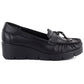 Black leather wedge moccasin shoes Vinceza 39990 Vinceza