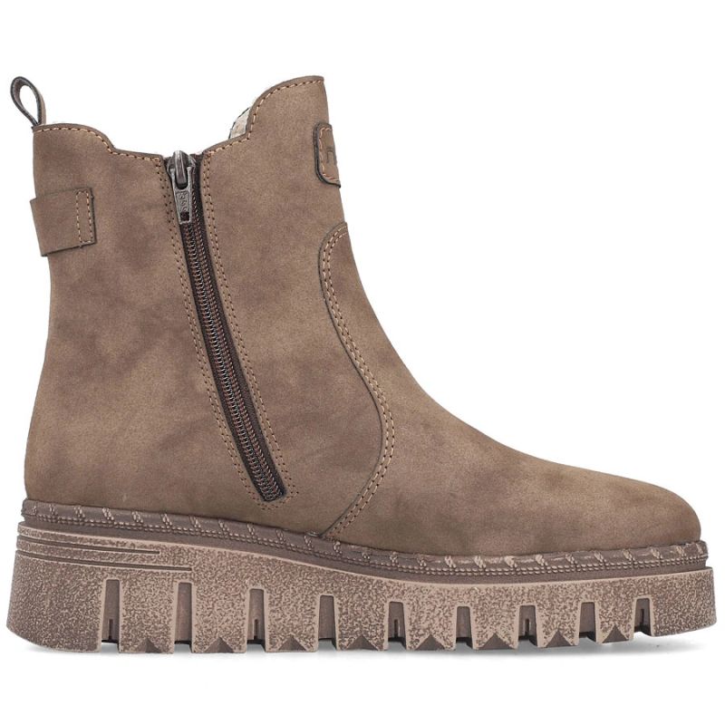 Comfortable beige women’s wedge ankle boots Rieker Z8960-25