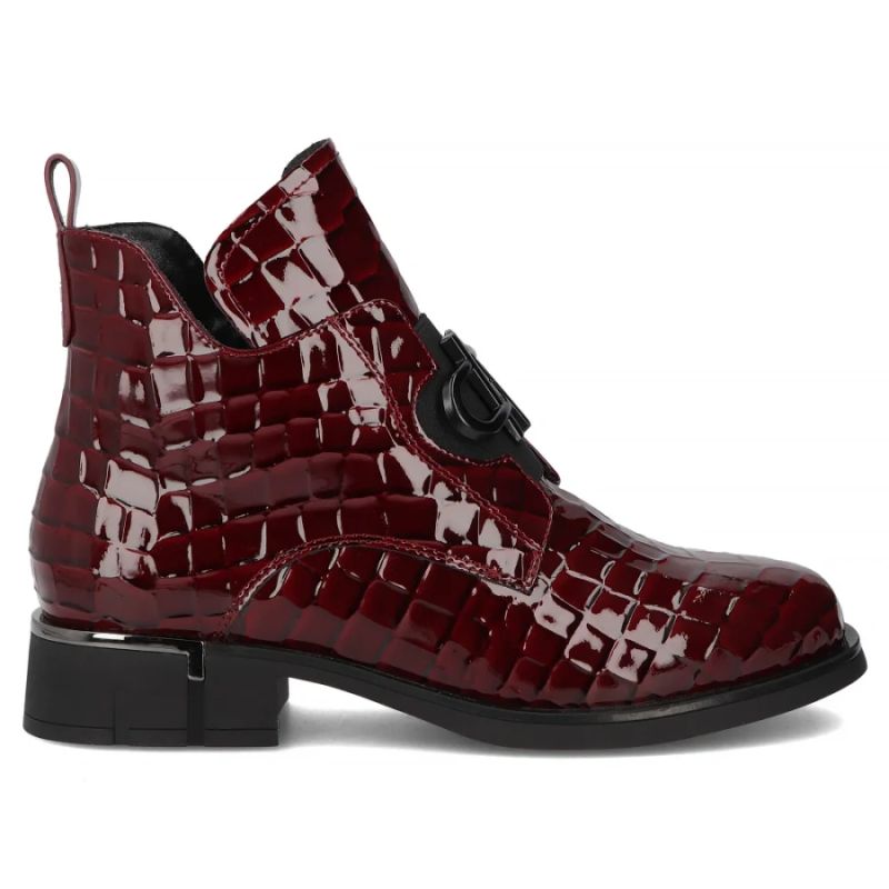 Women’s burgundy patent leather croc-effect ankle boots Filippo DBT7191