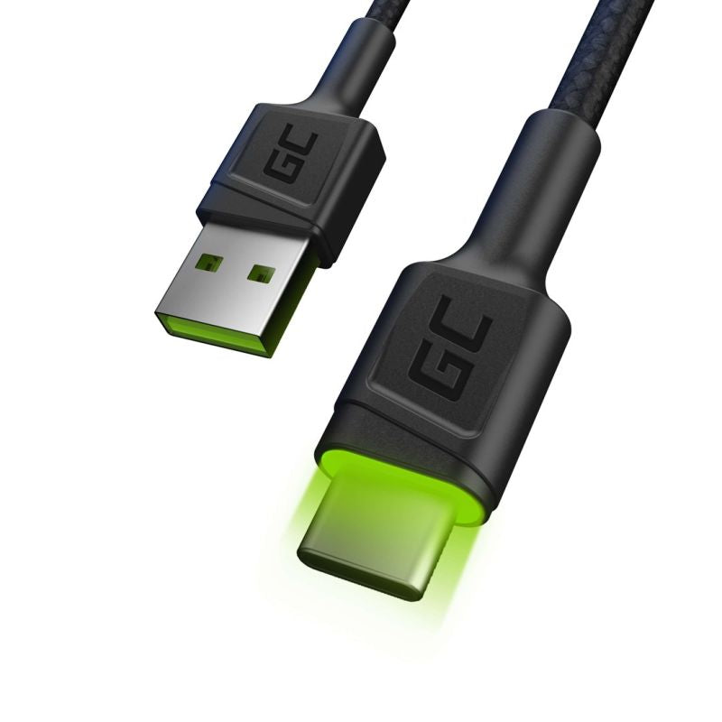 GREEN CELL KABGC06 GC RAY USB CABLE - USB-C 120CM, GREEN LED, FAST CHARGING ULTRA CHARGE, QC 3.0 Kable i adaptery/Kable USB Your Sports Performance
