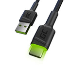 GREEN CELL KABGC06 GC RAY USB CABLE - USB-C 120CM, GREEN LED, FAST CHARGING ULTRA CHARGE, QC 3.0 Kable i adaptery/Kable USB Your Sports Performance