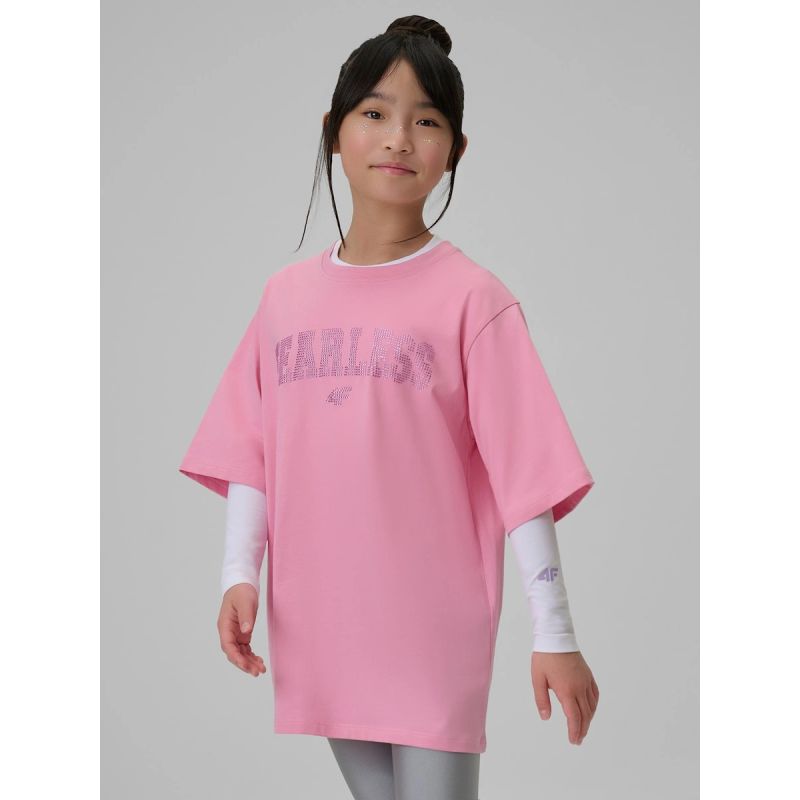 Girls' loose T-shirt with print 4F 4FJRSS26TTSHF3453-56S 4f