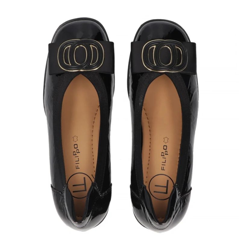 Black patent leather pumps on a block heel Filippo DP6960 Filippo