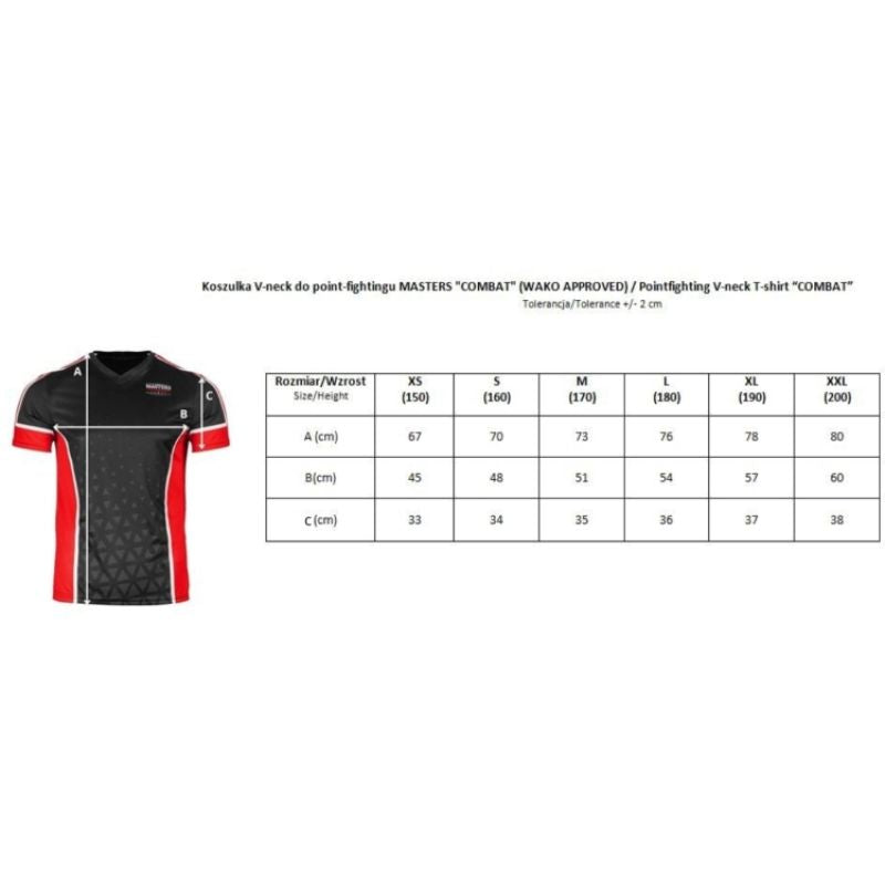 V-neck point-fighting shirt MASTERS "COMBAT" (WAKO APPROVED) MASTERS FIGHT EQUIPMENT