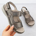 Women's leather sandals with Velcro, metallic brown, Rieker 60462-90 Footwear Your Sports Performance
