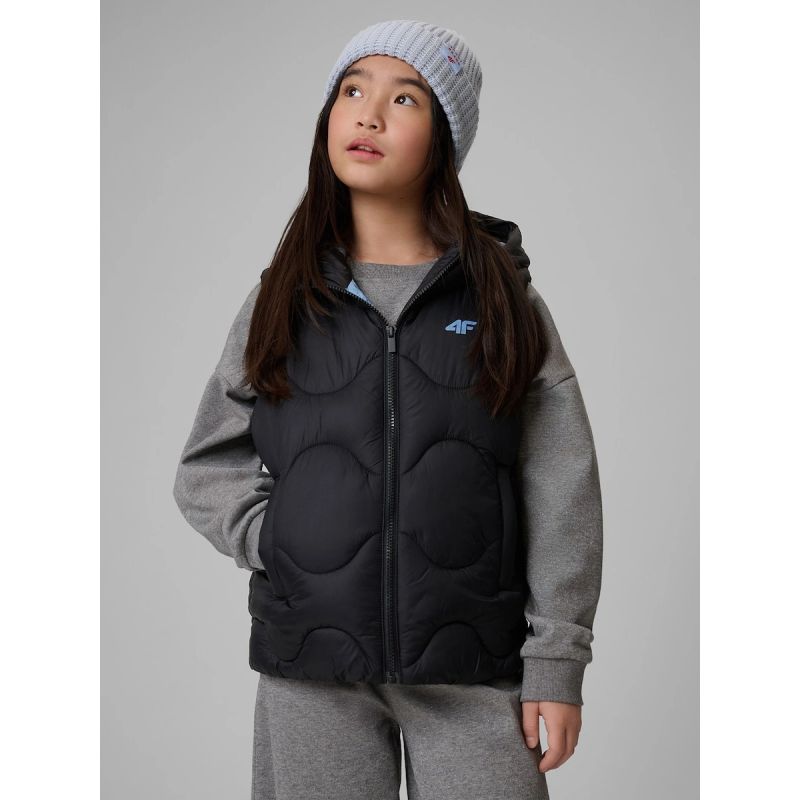 Girls' hooded vest 4F 4FJRSS26TVJAF355-20S
