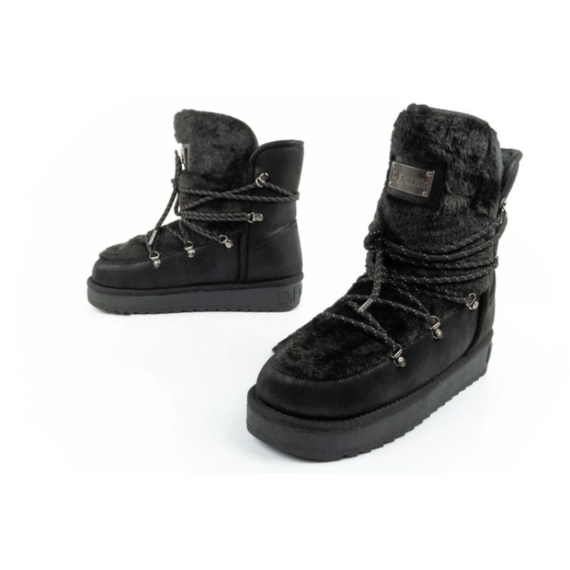 D.Franklin women's winter snow boots, fashionable fur lining, black D.Franklin