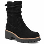Women's leather ankle boots, ruffled, black, Filippo DBT6402