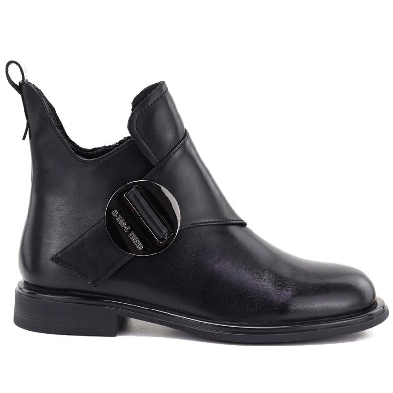 Black women’s leather ankle boots Artiker 59C1200