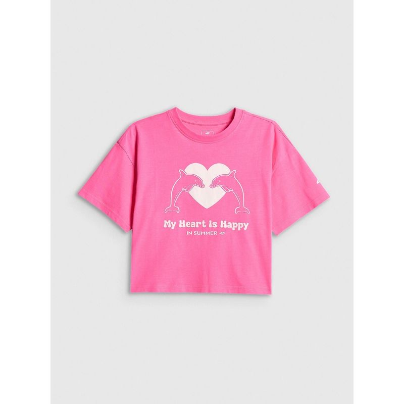 Loose T-shirt with a girl's print 4F 4FJRSS26TTSHF3908-54N