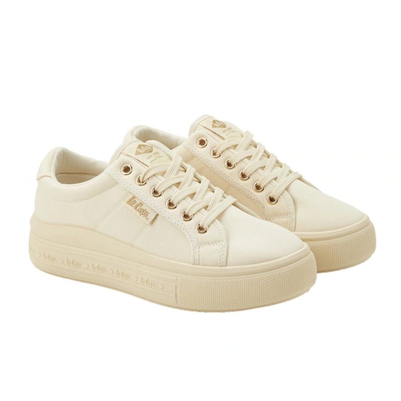 Lee Cooper women's shoes sports sneakers beige platform fashionable Lee Cooper
