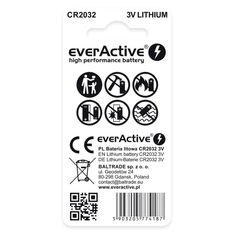 EVERACTIVE MINI CR2032 LITHIUM BATTERIES BLISTER OF 2 CR20322BL Baterie, akumulatorki i ładowarki/Baterie Your Sports Performance