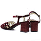 Women's Burgundy Block Heel Sandals D&A by S.Barski SR61-0102 D&A