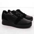 Sergio Leone PB236-S women's leather wedge sneakers, black Footwear Your Sports Performance