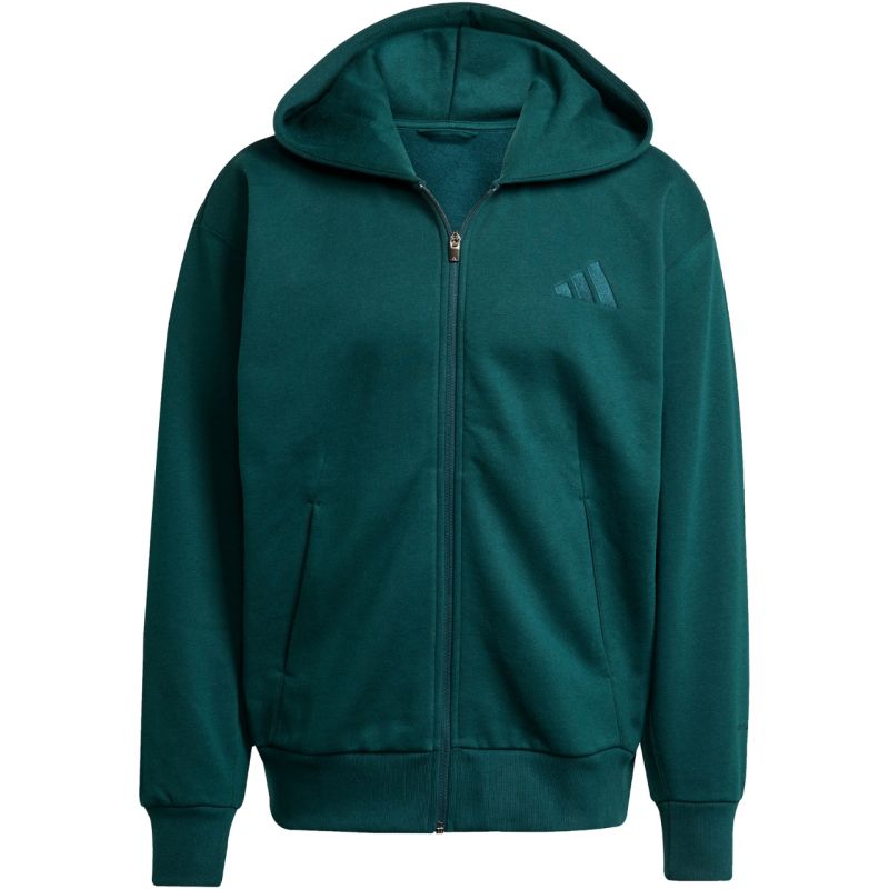 Men's adidas ALL SZN Fleece Full-Zip Sweatshirt Green JX5101 In preparation Adidas