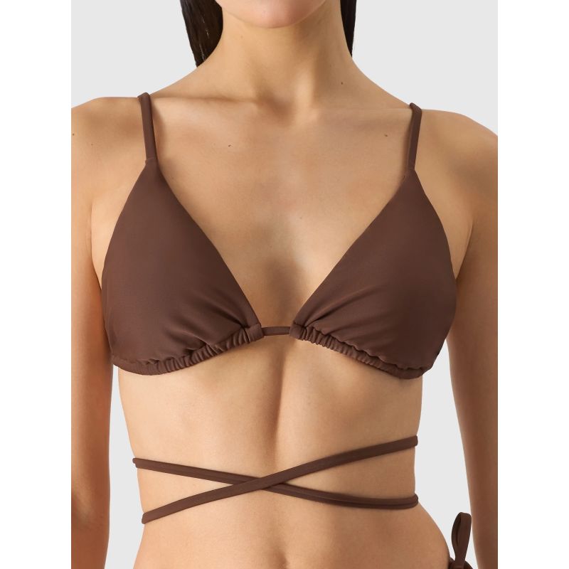 Women's swimsuit bikini top 4F 4FWSS24UBKTF041-81S Brown *Kategoria tymczasowa Your Sports Performance