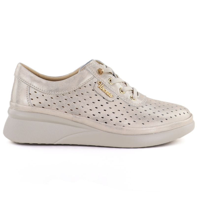 Women's leather openwork wedge shoes, gold, Vinceza 79603 To be categorized Your Sports Performance