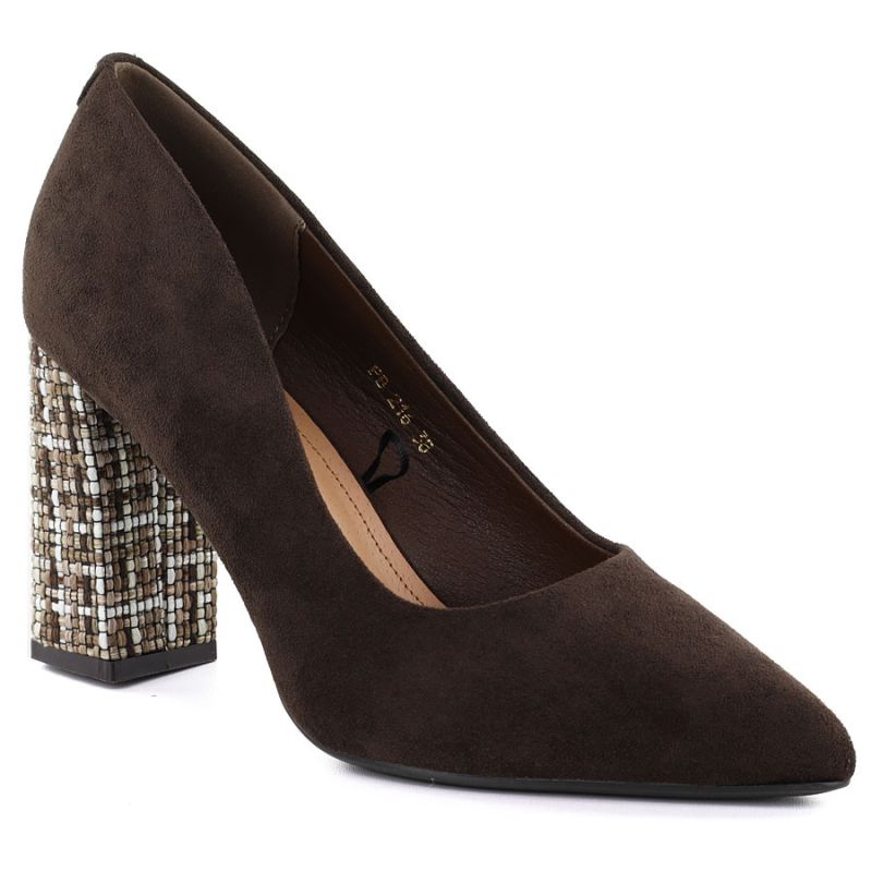 Chocolate suede pointed toe pumps Sergio Leone PB216 LEONE