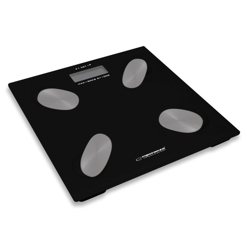ESPERANZA DIGITAL BATHROOM SCALE WITH BODY FAT MEASUREMENT CHA-CHA BLACK EBS022K AGD - Produkty/Wagi łazienkowe Your Sports Performance