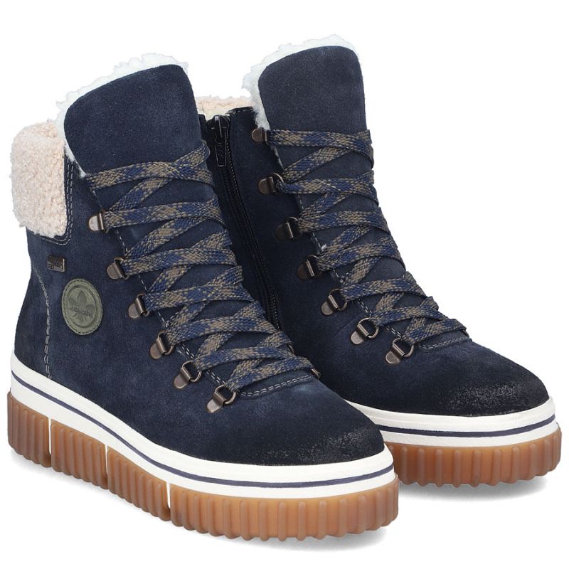 Rieker Y6347-14 Navy Blue Waterproof Leather Women's Ankle Boots