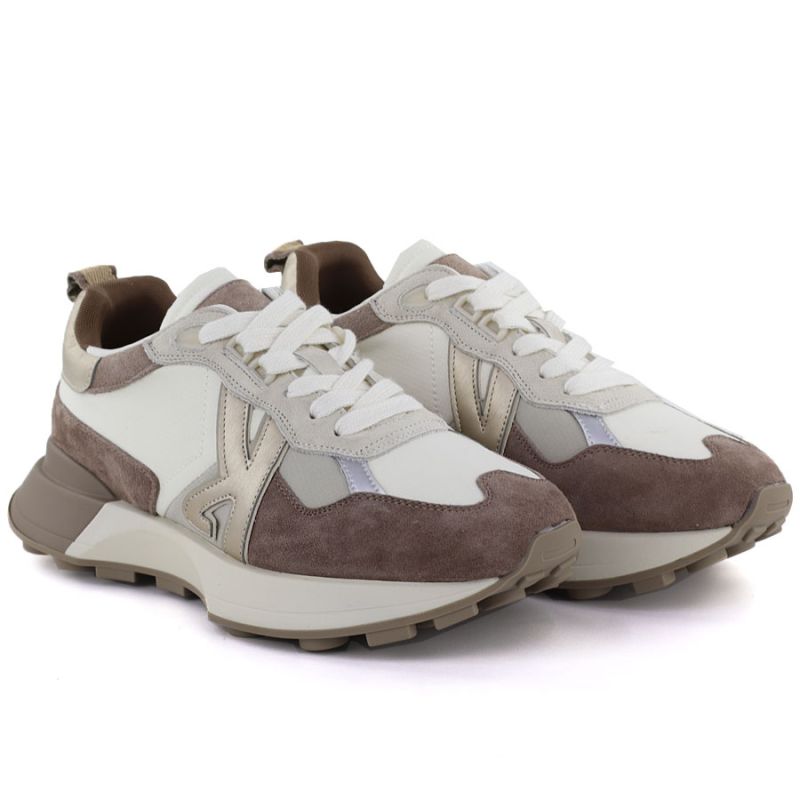 Women's leather sports shoes beige Kobbo 66954 Kobbo