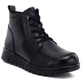 Women's comfortable leather ankle boots, black, Cambell RI15302