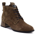 Women's leather ankle boots with heels, camel suede, Vinceza FIO27-67036