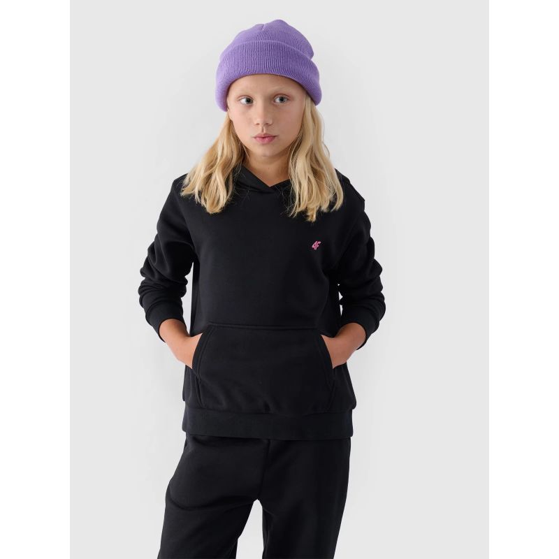 Girls' sweatshirt with hood, open, 4F Junior 4FJWMM00TSWSF1316-20S *Kategoria tymczasowa Your Sports Performance