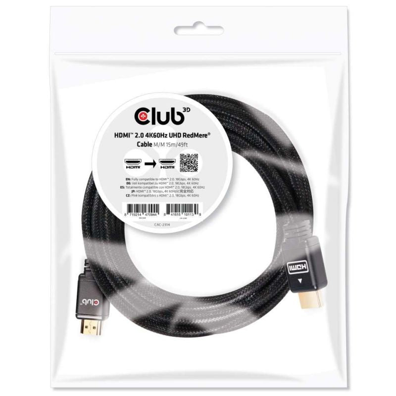 CLUB 3D CAC-2314 HDMI 2.0 4K60Hz RedMere cable 15m Kable i adaptery/Kable HDMI Your Sports Performance