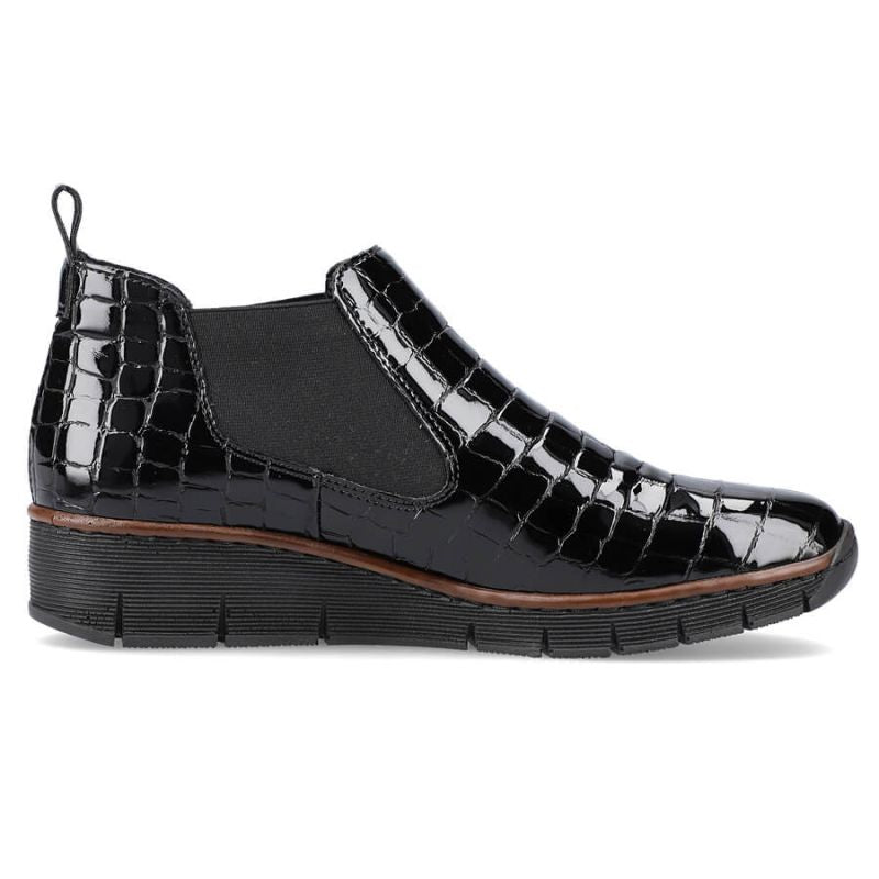 Rieker W R474 snakeskin leather ankle boots black