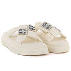 Women's beige platform flip-flops with zircons Potocki 16347 Potocki