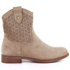 Women's openwork cowboy boots, suede, beige, S.Barski HY61-8025 To be categorized Your Sports Performance