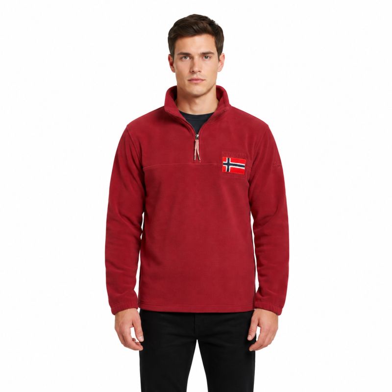Geographical Norway TEQUATEUR BURGUNDY DB MEN 233 Men's Fleece Jacket (WZ6696H/GN-BURGUNDY)