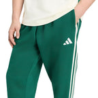 Men's adidas Essentials 3-Stripes Fleece Tapered Cuffed Pants Green KY4129