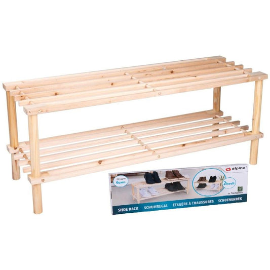 SHELVES 2-LEVEL WOODEN SHOE RACK ALPINA Footwear Your Sports Performance