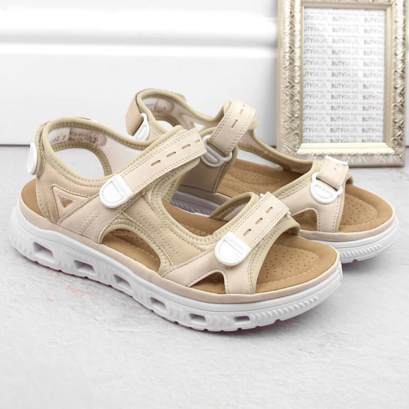 Comfortable Velcro sandals Rieker W RKR691 beige Footwear/Lifestyle/Rieker Your Sports Performance