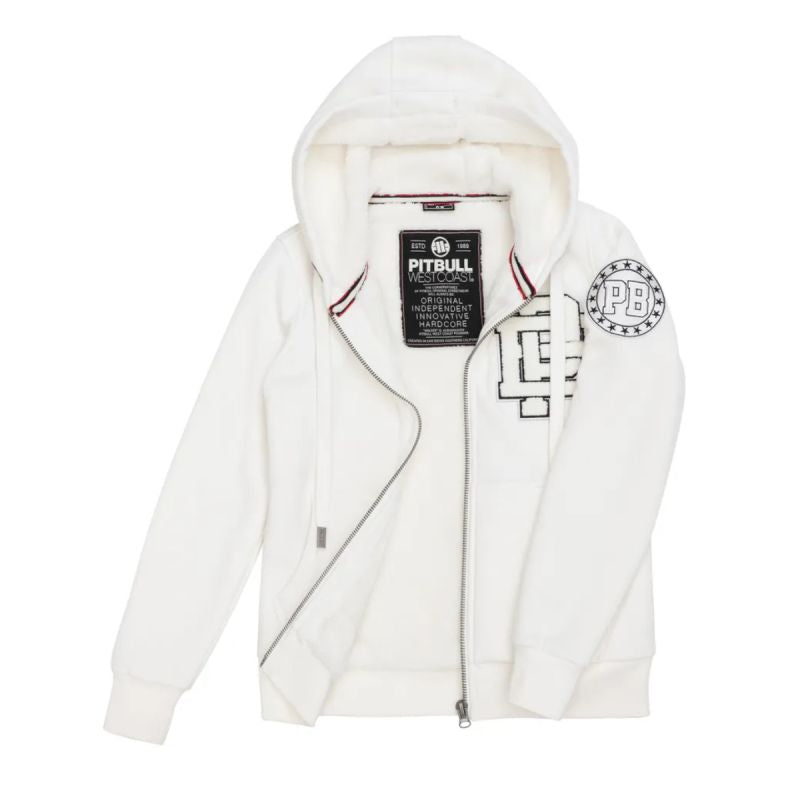 Women's insulated zip-up hooded sweatshirt, white Pit Bull Sherpa Ruffina - 184011000200 Odzież/Odzież na co dzień Your Sports Performance