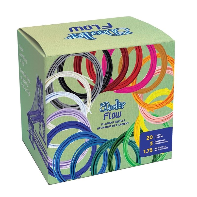 3DOODLER FLOW 20 COILS OF 4.8M OF VIVID COLORS OF PLA FILAMENT 1.75MM FLOW-FILLS Filamenty do drukarek i długopisów 3D/Filamenty PLA Your Sports Performance