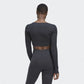 Adidas Studio Lounge Ribbed Cropped Long Sleeve Tee W HH8502 Clothing/Lifestyle/T-shirts Adidas