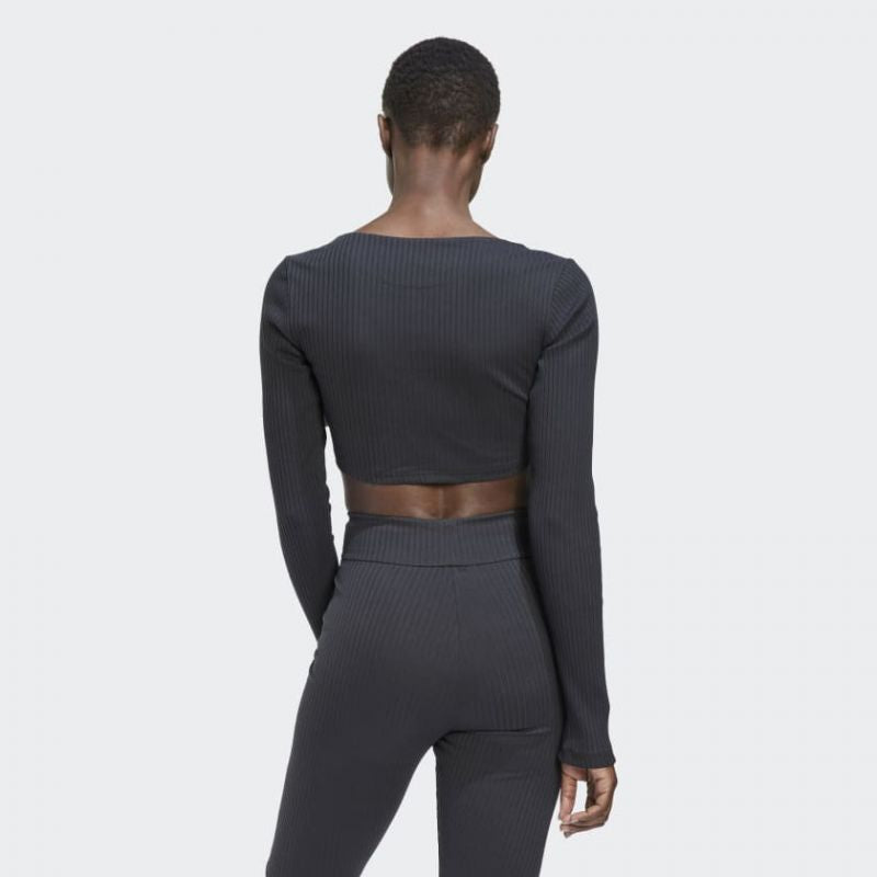 Adidas Studio Lounge Ribbed Cropped Long Sleeve Tee W HH8502 Clothing/Lifestyle/T-shirts Adidas