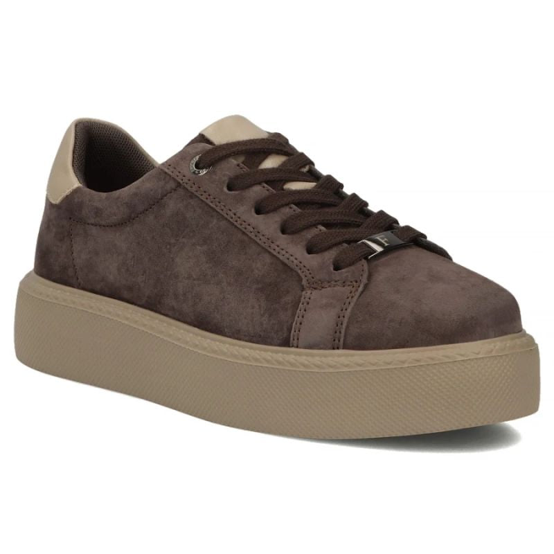 Women's leather platform sneakers, brown, Filippo DP6119