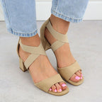 Women's slip-on sandals with a block heel, beige Filippo DS6920 Footwear Your Sports Performance