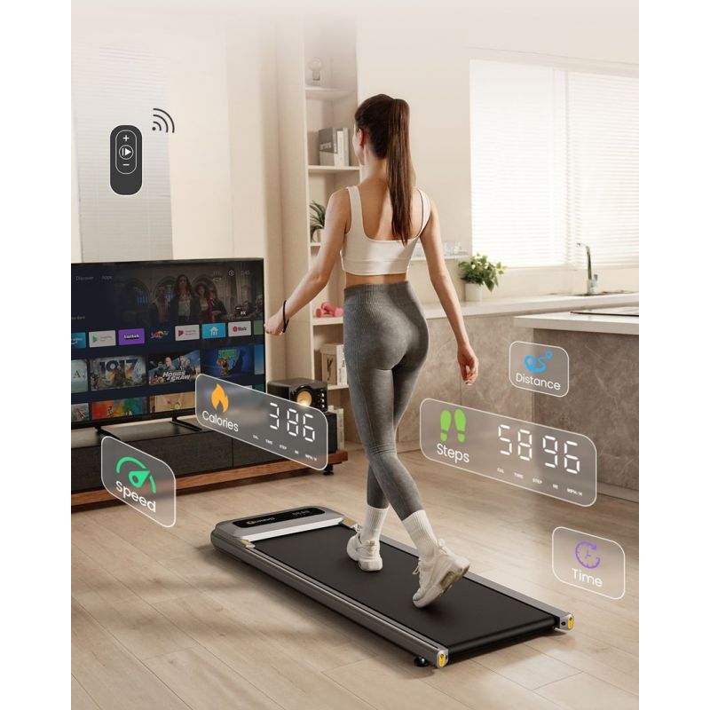 Urevo U1 Smart Walkingpad Treadmill + TUCKANO Electrically Adjustable Desk Black/Walnut In preparation Your Sports Performance