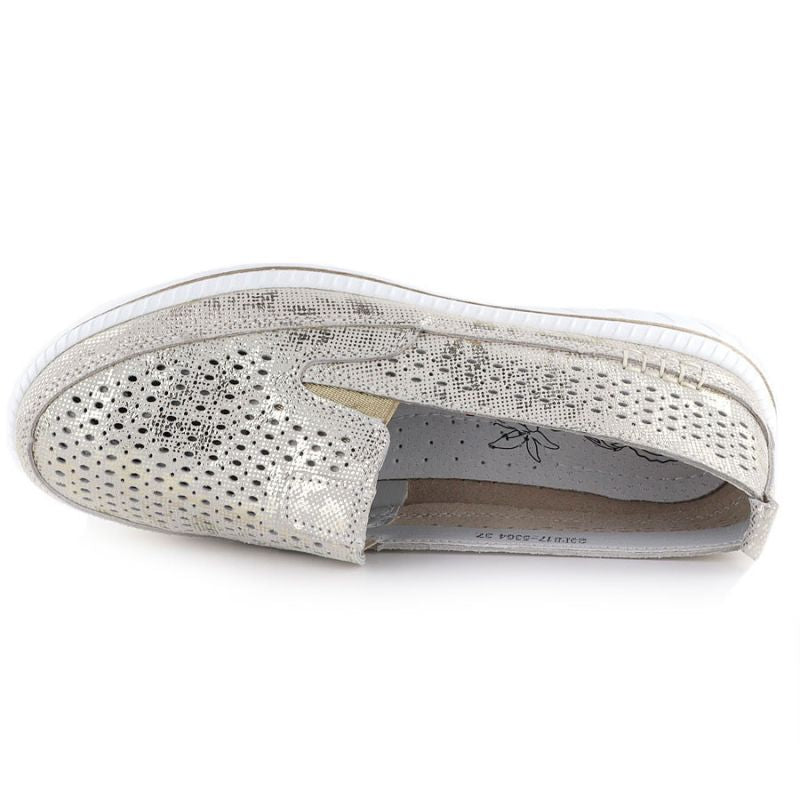 Women's leather openwork shoes in gold Jezzi 5364 To be categorized Your Sports Performance
