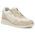 Women's leather sneakers with openwork wedges, beige Filippo DP7605 Filippo