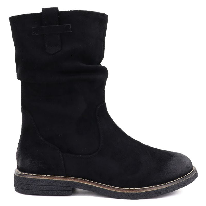 Women's insulated ankle boots with a ruffled upper, black M.Daszyńskie SA296-5