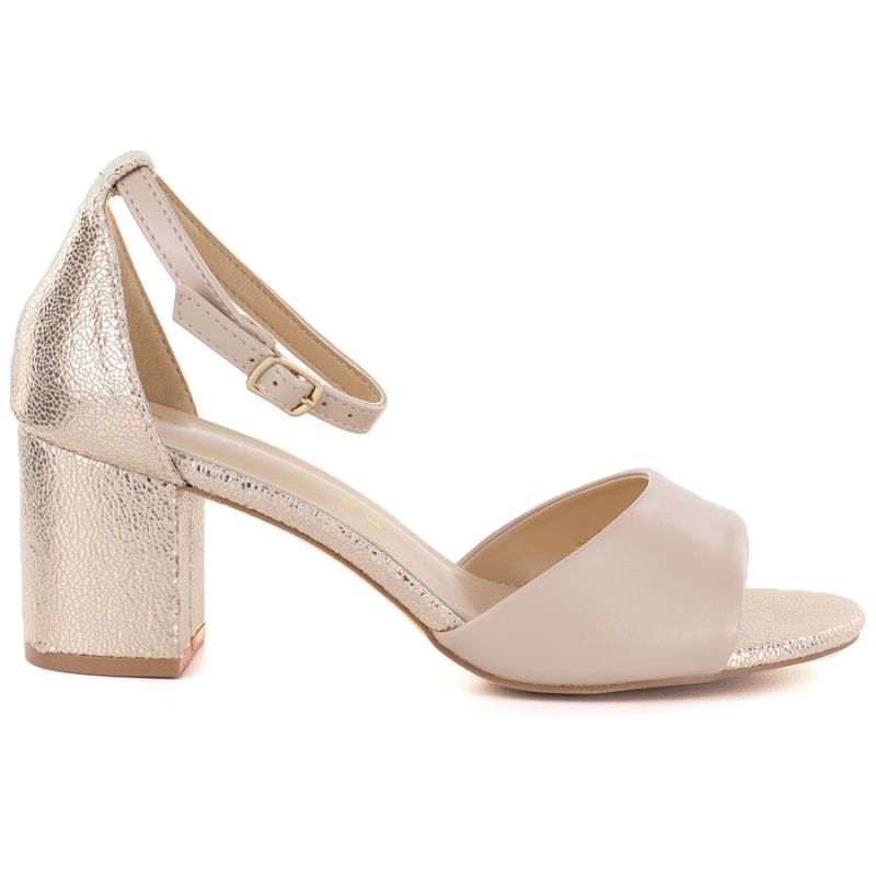 Women's beige and gold heeled sandals Potocki LE20339 Potocki
