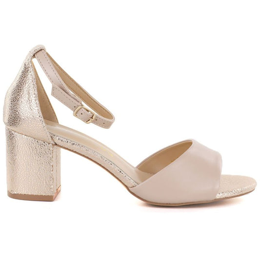 Women's beige and gold heeled sandals Potocki LE20339 Potocki