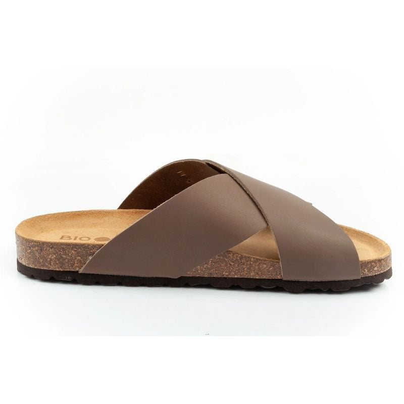 Bio Bio shoes men's slippers, profiled flip-flops, natural leather, brown