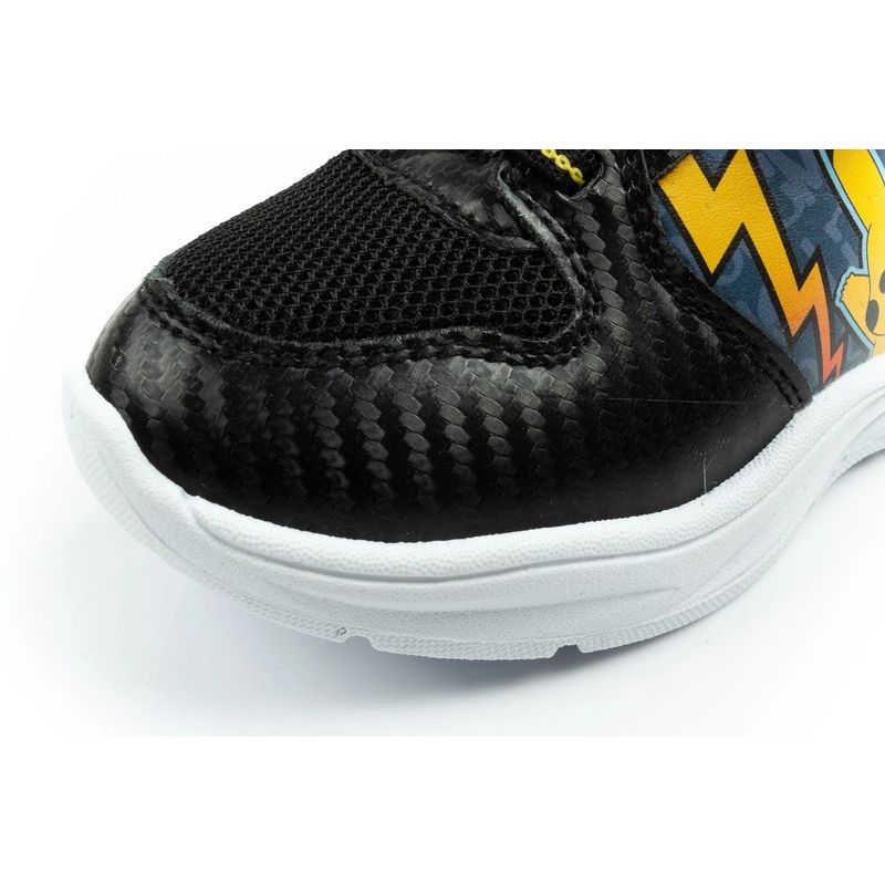 Leomil children's sports shoes Pokemon sneakers lightweight with velcro LED black yellow